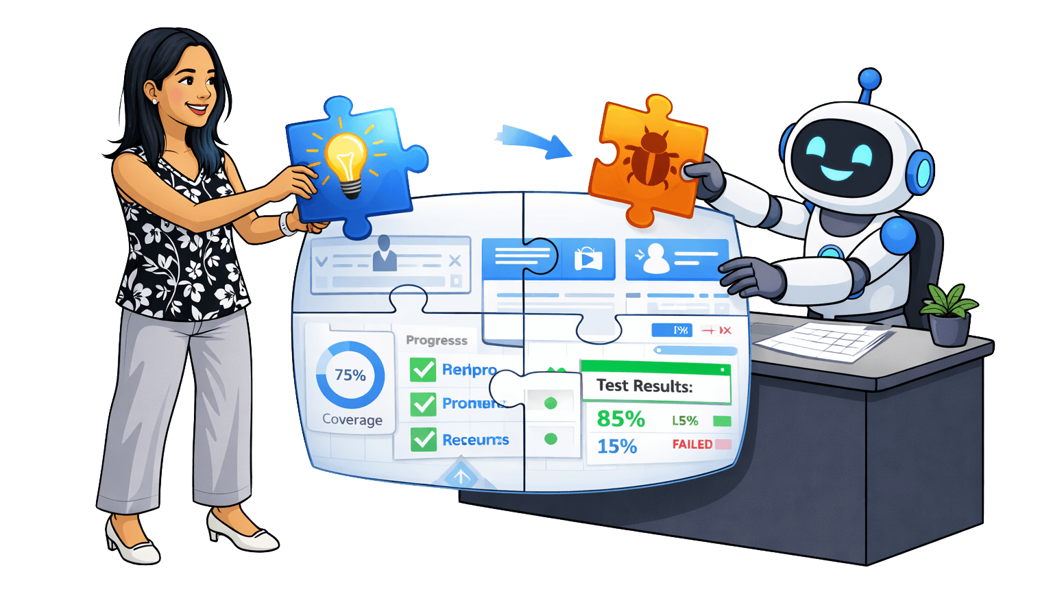 Human and AI solving the puzzle together